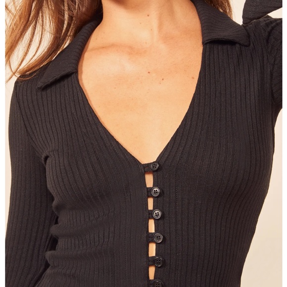 Reformation Luce Ribbed Button Front Top Size XS - Picture 4 of 12